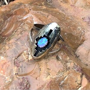 Opal sterling handmade native ring